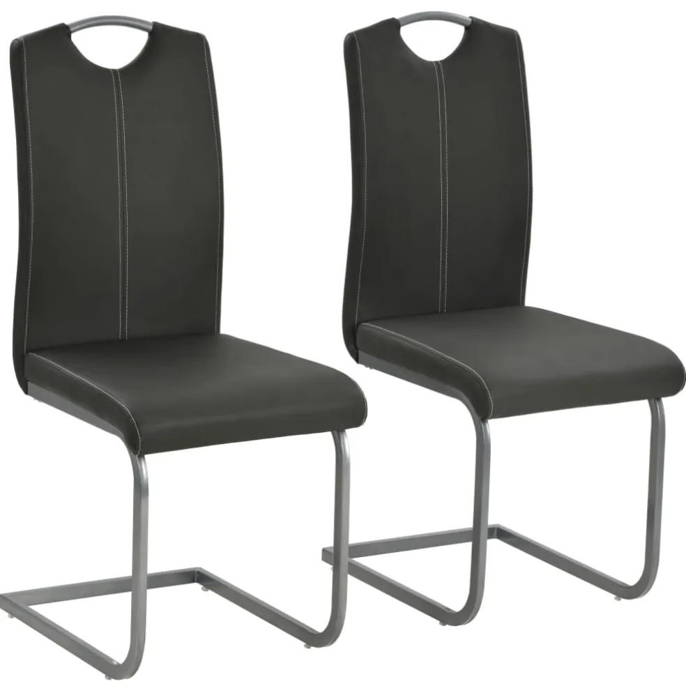 vidaXL Eetkamerstoelen 2 st kunstleer grijs