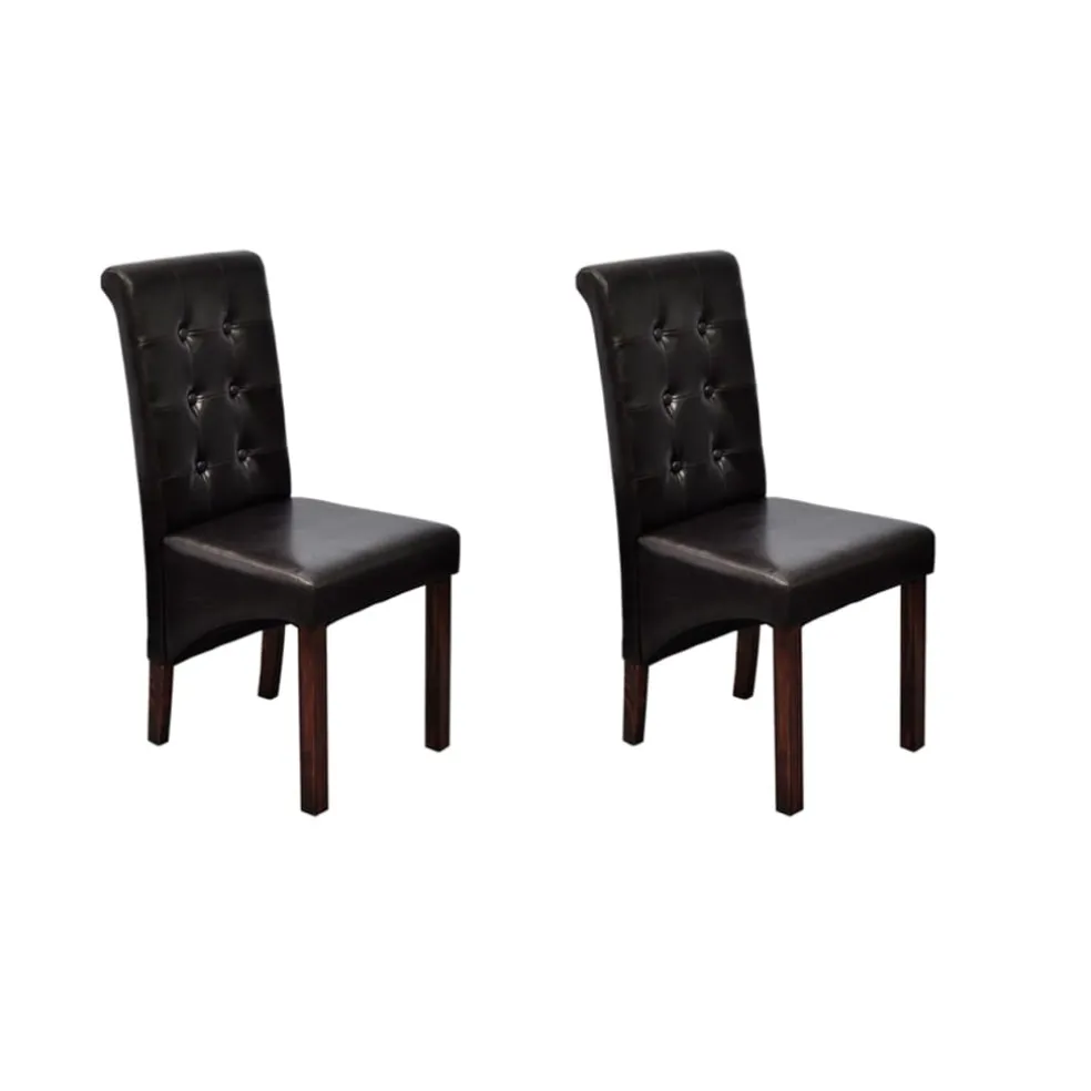 vidaXL Eetkamerstoelen 2 st kunstleer bruin