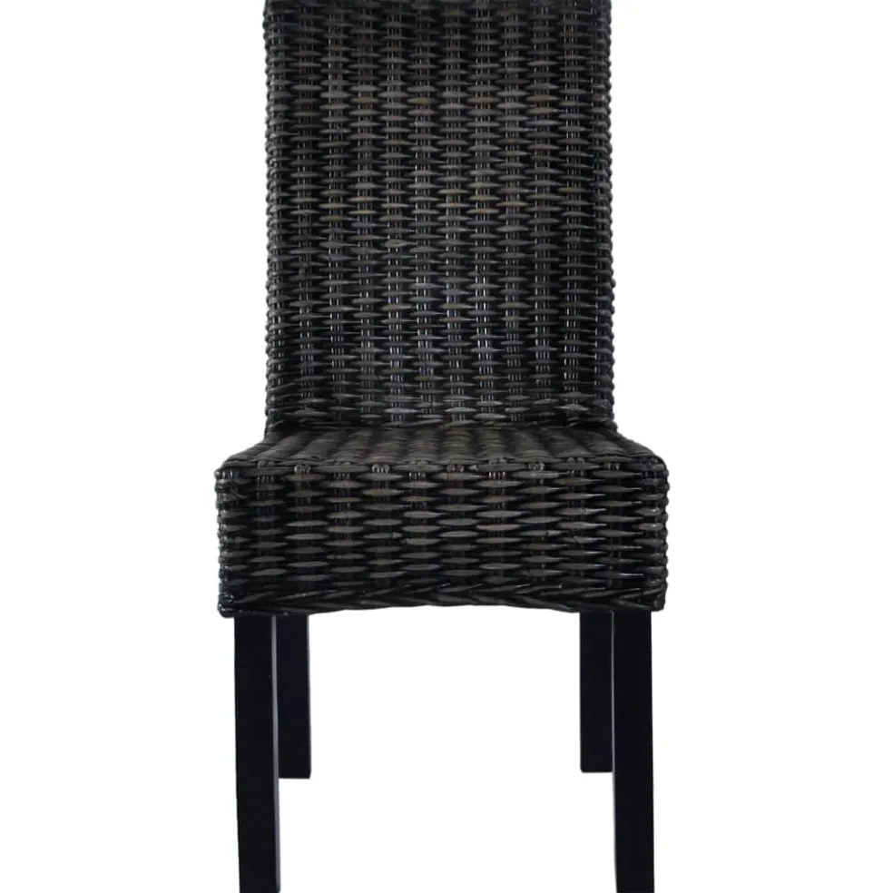 vidaXL Eetkamerstoelen 2 st kubu rattan en mahoniehout zwart