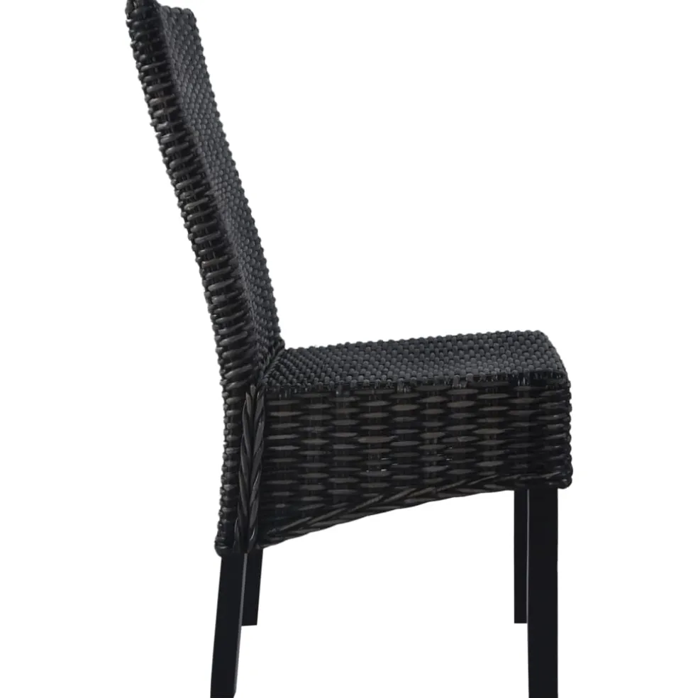 vidaXL Eetkamerstoelen 2 st kubu rattan en mahoniehout zwart