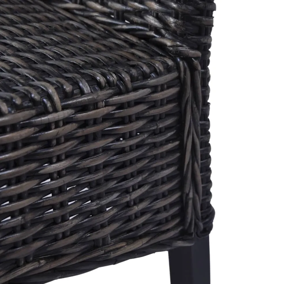 vidaXL Eetkamerstoelen 2 st kubu rattan en mahoniehout zwart