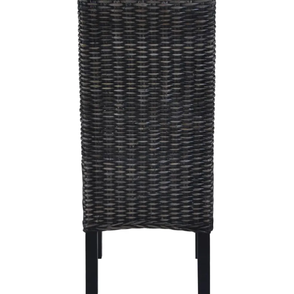 vidaXL Eetkamerstoelen 2 st kubu rattan en mahoniehout zwart