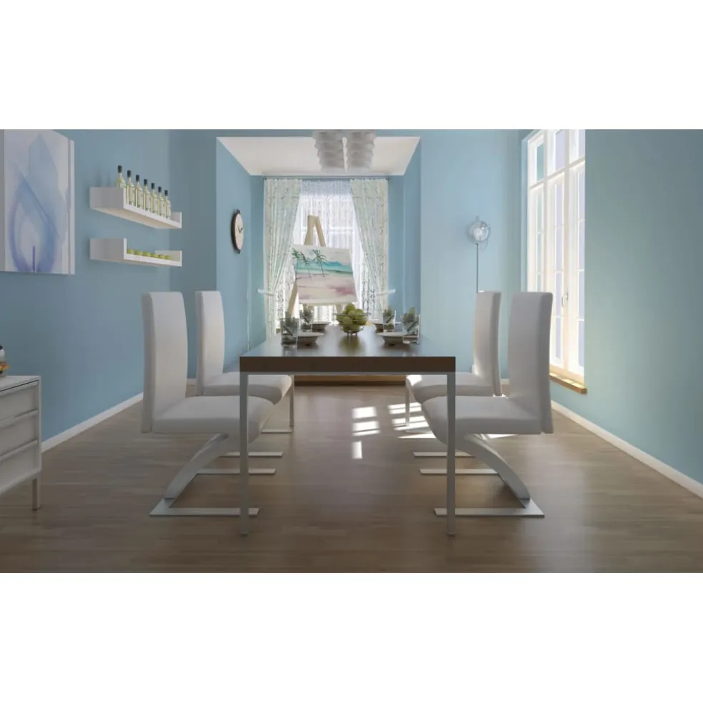 vidaXL Eetkamerstoelen 4 st kunstleer wit