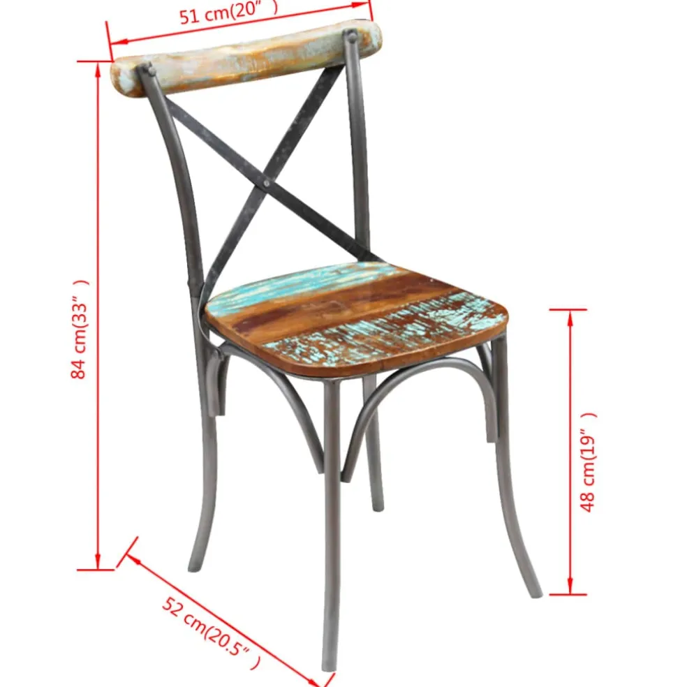 vidaXL Eetkamerstoelen 2 st massief gerecycled hout