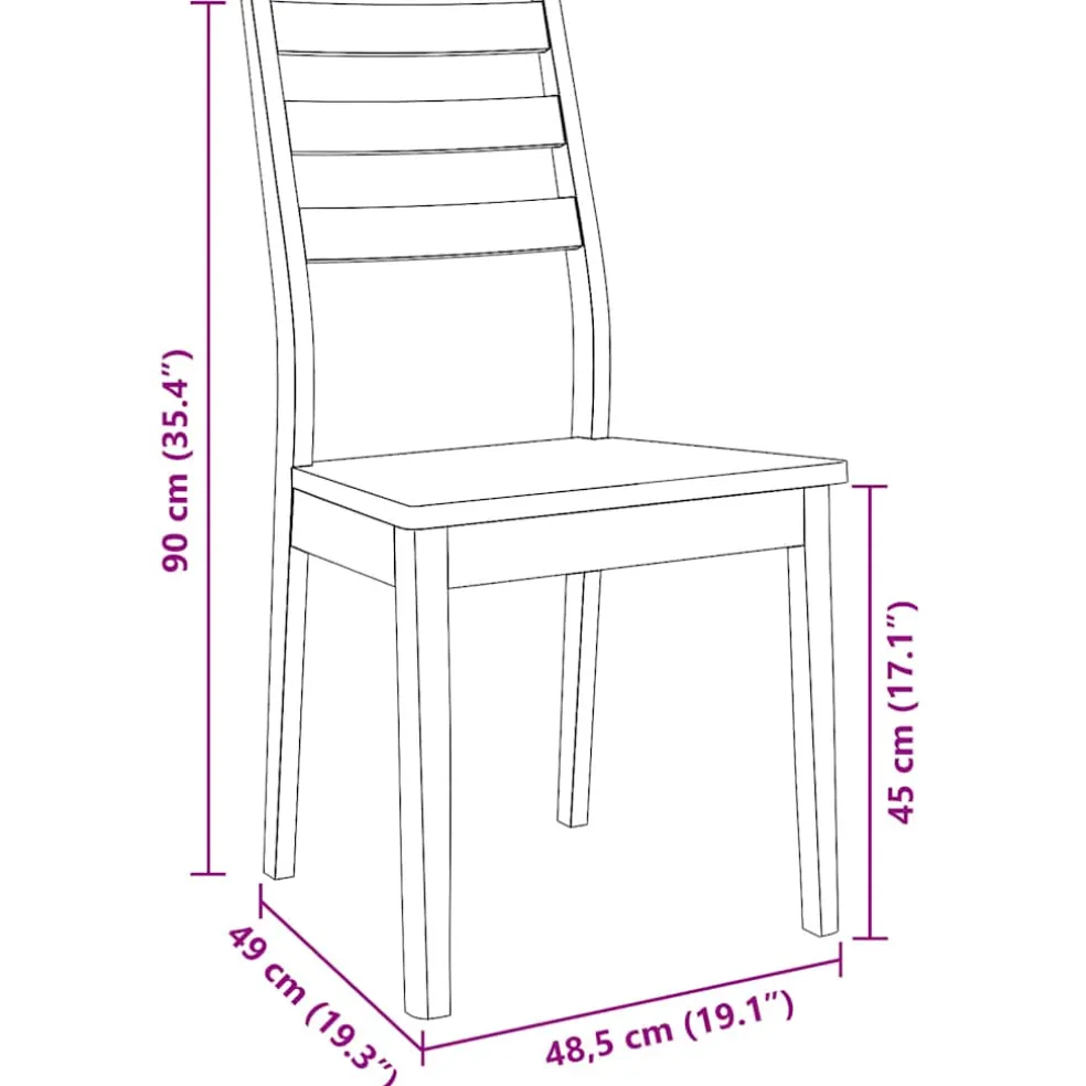 vidaXL Eetkamerstoelen 2 st massief hout rubber wit