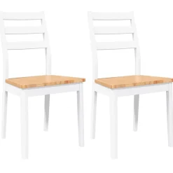 vidaXL Eetkamerstoelen 2 st massief hout rubber wit