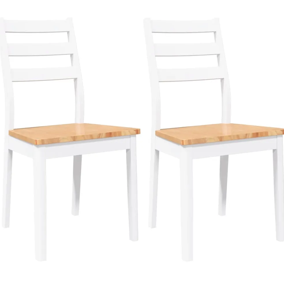 vidaXL Eetkamerstoelen 2 st massief hout rubber wit