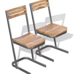 vidaXL Eetkamerstoelen 2 st massief teakhout