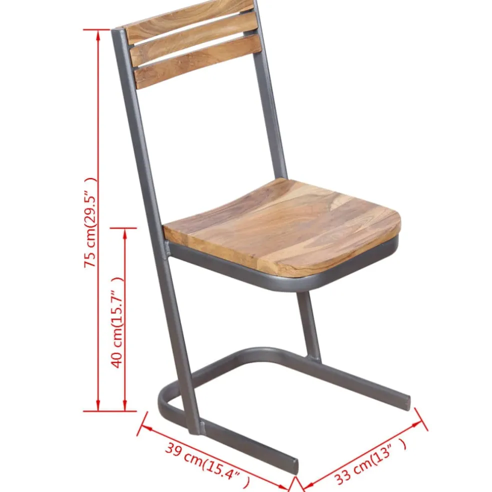 vidaXL Eetkamerstoelen 2 st massief teakhout