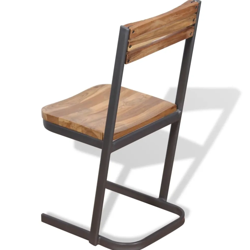 vidaXL Eetkamerstoelen 2 st massief teakhout