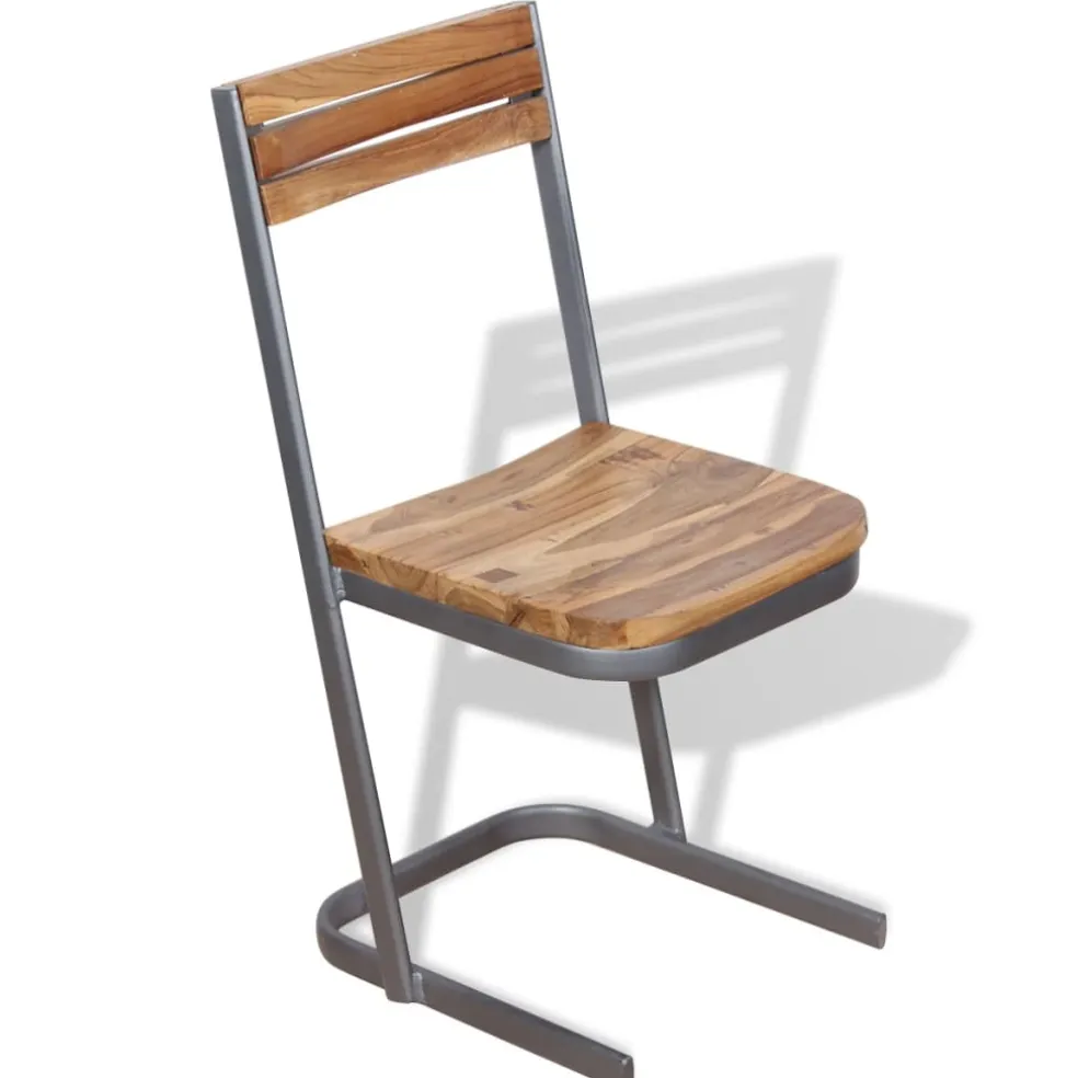 vidaXL Eetkamerstoelen 2 st massief teakhout
