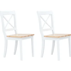 vidaXL Eetkamerstoelen 2 st massief rubberwood naturel en wit
