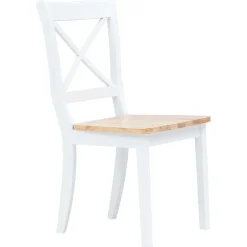 vidaXL Eetkamerstoelen 2 st massief rubberwood naturel en wit