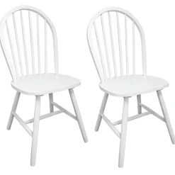 vidaXL Eetkamerstoelen 2 st massief rubberwood wit