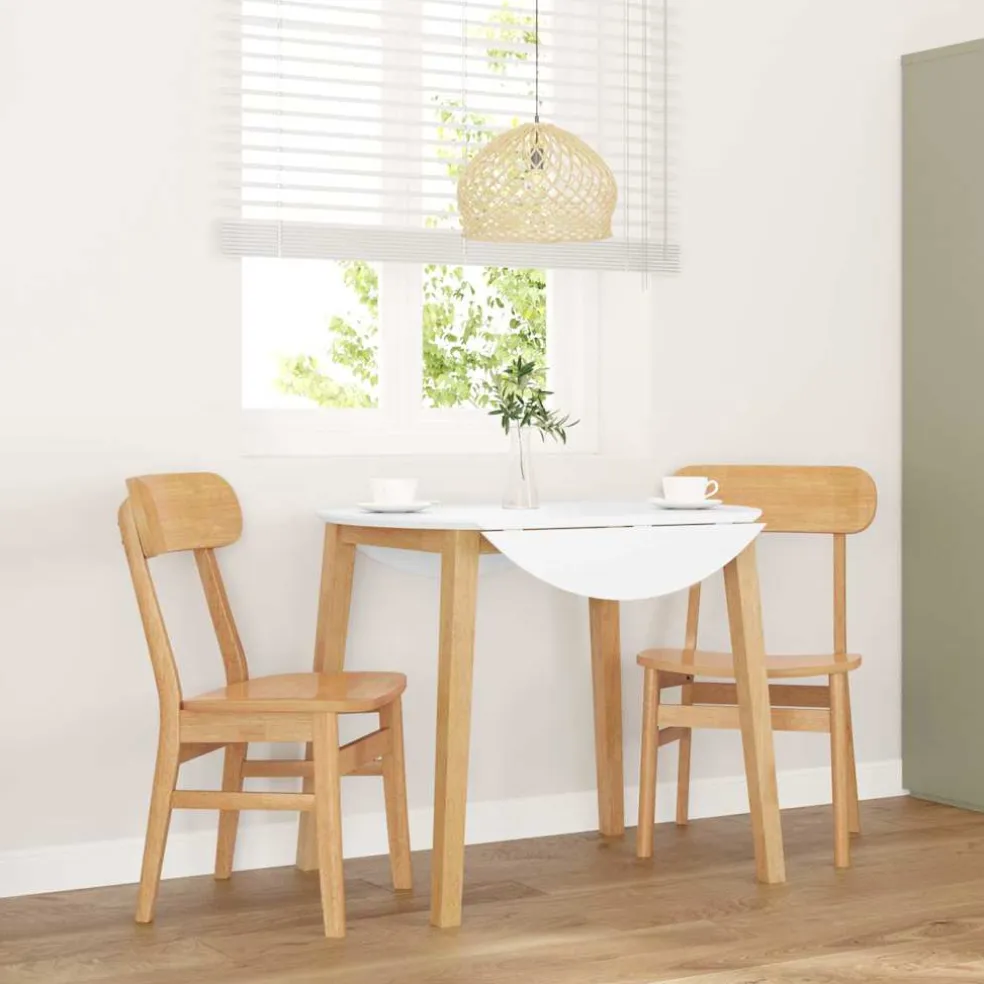 vidaXL Eetkamerstoelen 2 st massief hout rubber