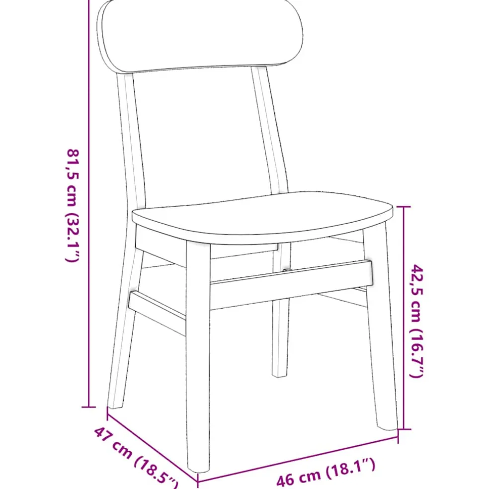 vidaXL Eetkamerstoelen 2 st massief hout rubber