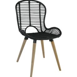 vidaXL Eetkamerstoelen 2 st natuurlijk rattan zwart
