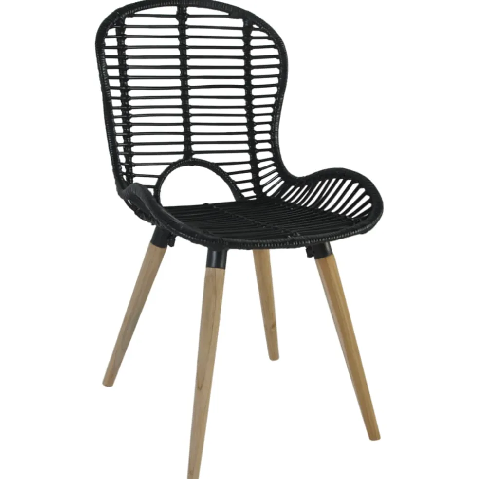 vidaXL Eetkamerstoelen 2 st natuurlijk rattan zwart