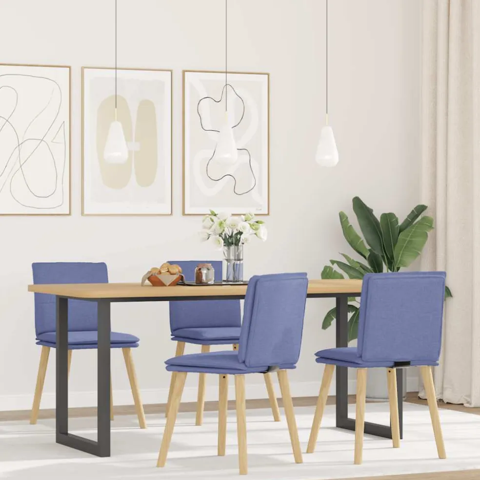 vidaXL Eetkamerstoelen 4 st stof jeansblauw