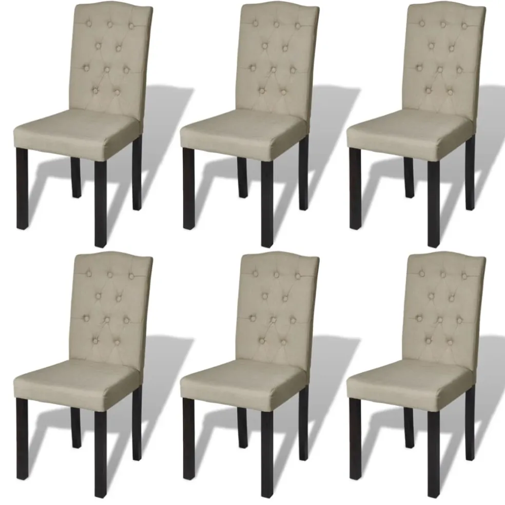 vidaXL Eetkamerstoelen 6 st stof camel