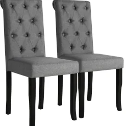 vidaXL Eetkamerstoelen 2 st stof donkergrijs