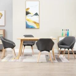 vidaXL Eetkamerstoelen 4 st stof donkergrijs
