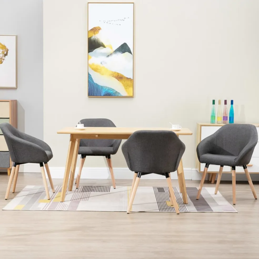 vidaXL Eetkamerstoelen 4 st stof donkergrijs
