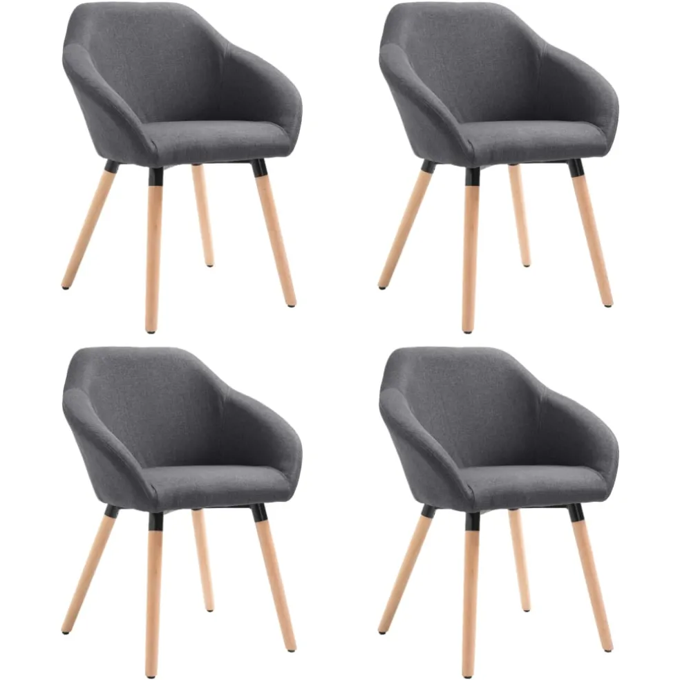 vidaXL Eetkamerstoelen 4 st stof donkergrijs