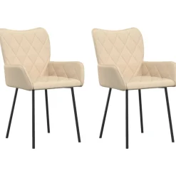 vidaXL Eetkamerstoelen 2 st stof crèmekleurig
