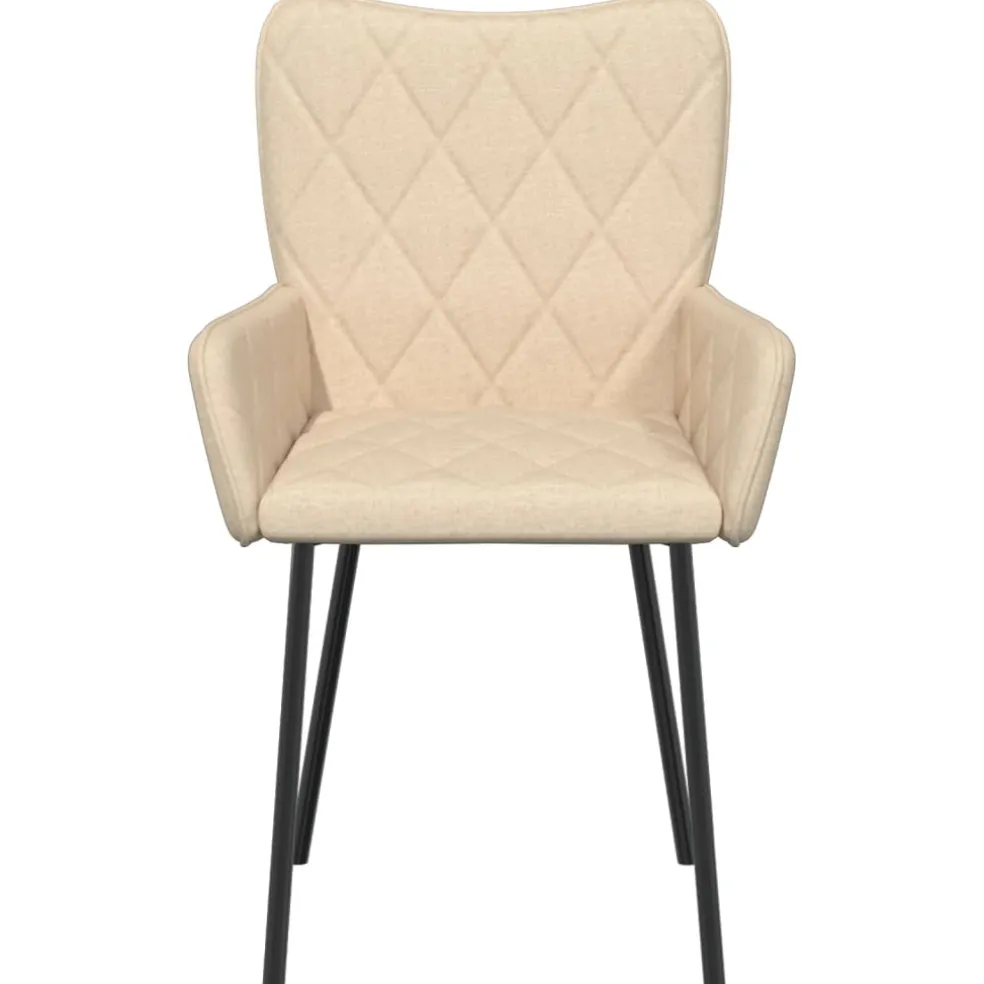 vidaXL Eetkamerstoelen 2 st stof crèmekleurig
