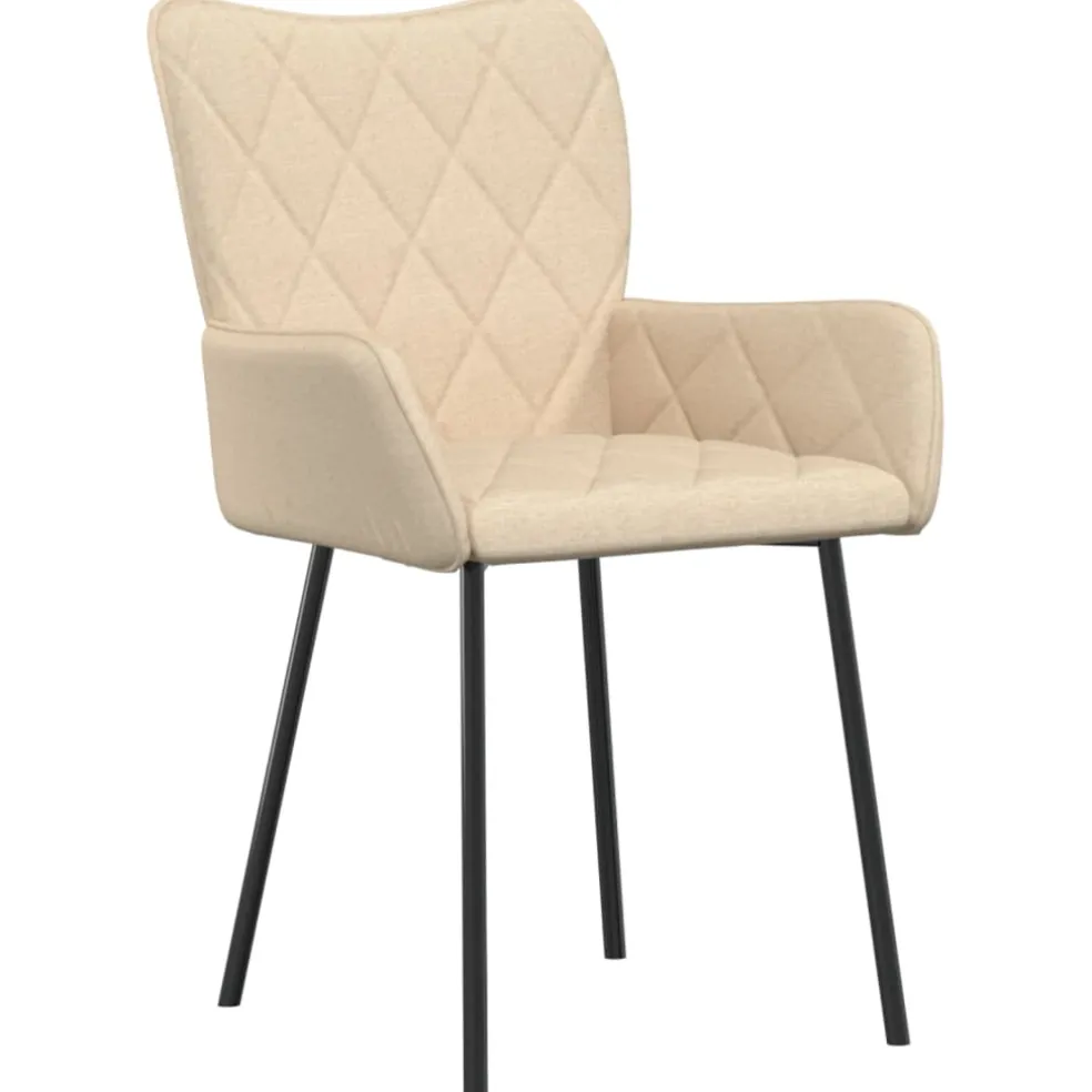 vidaXL Eetkamerstoelen 2 st stof crèmekleurig