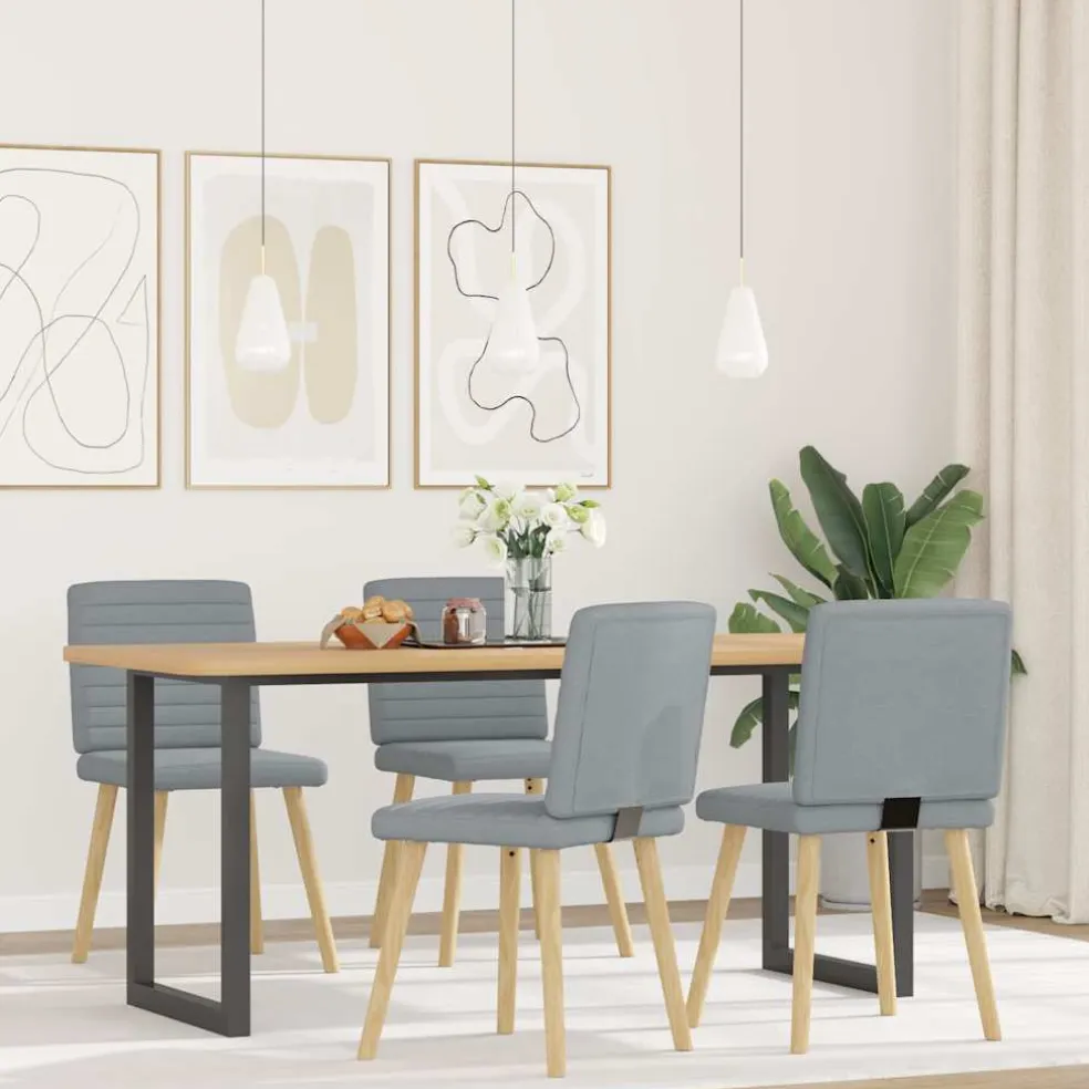vidaXL Eetkamerstoelen 4 st stof lichtgrijs