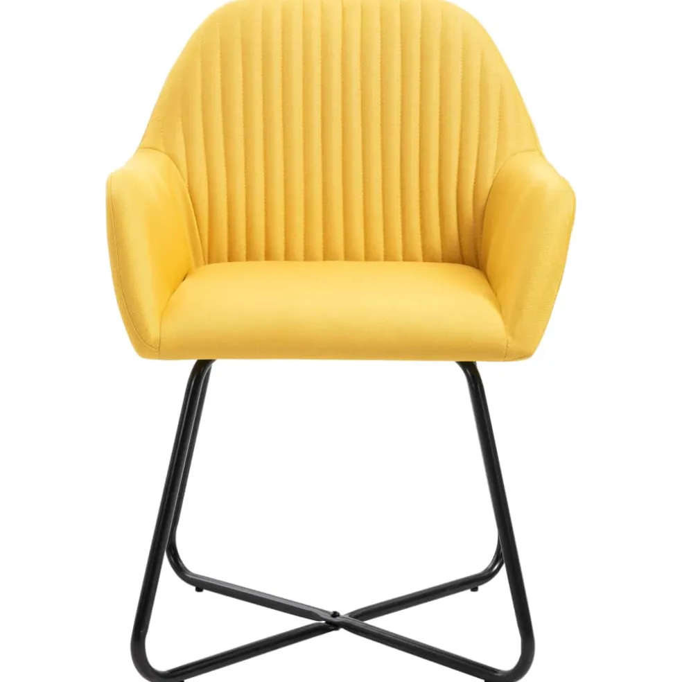 vidaXL Eetkamerstoelen 2 st stof geel