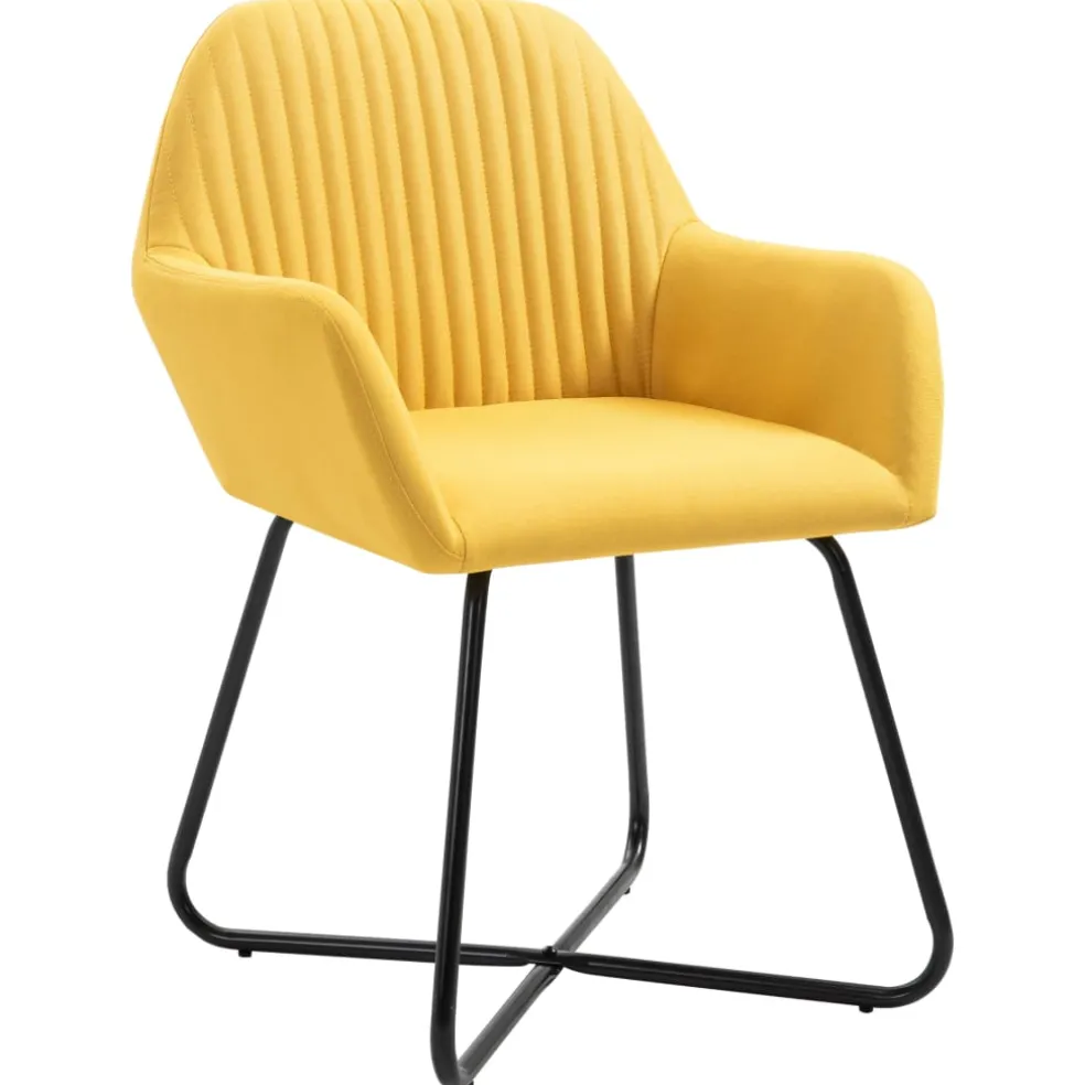 vidaXL Eetkamerstoelen 2 st stof geel