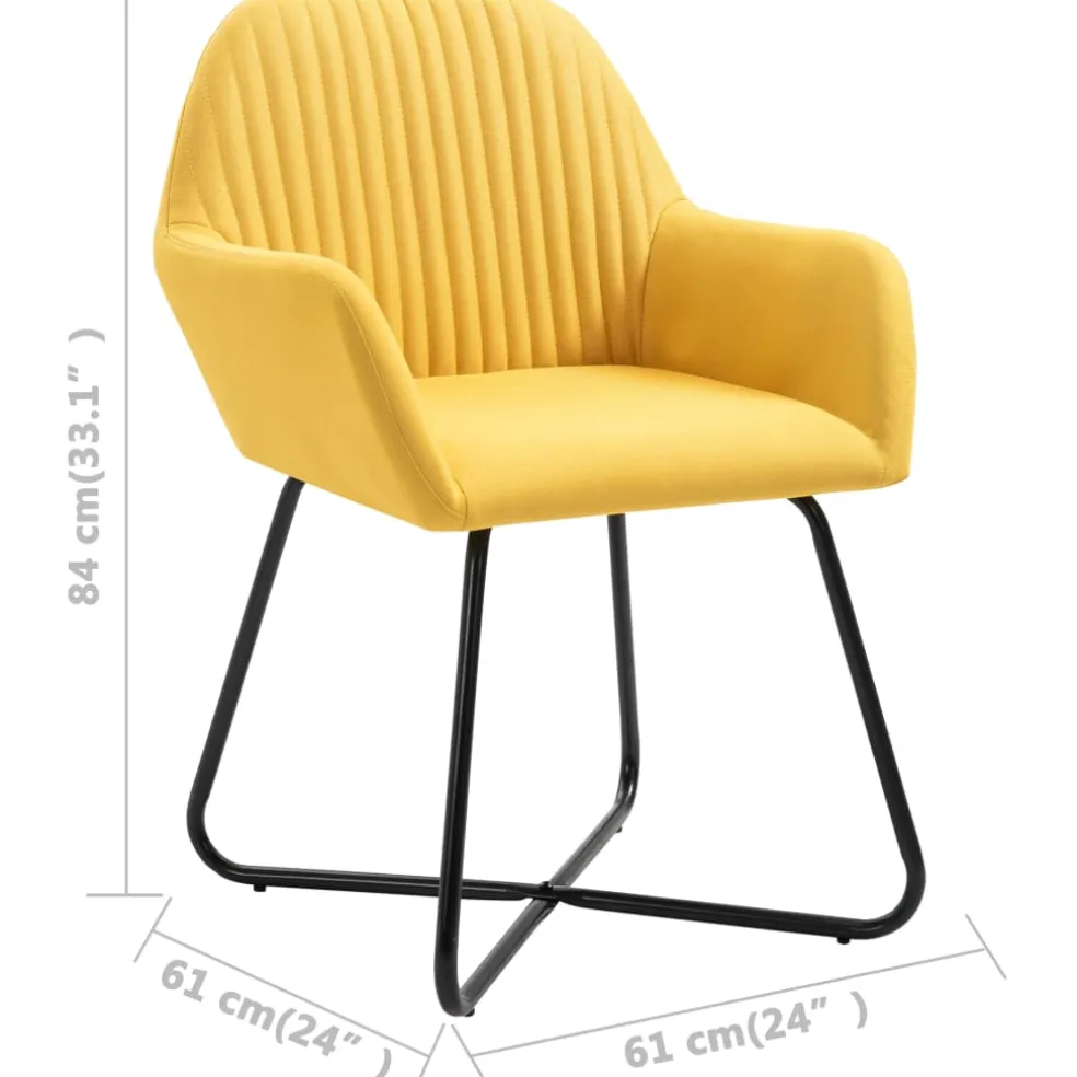 vidaXL Eetkamerstoelen 2 st stof geel