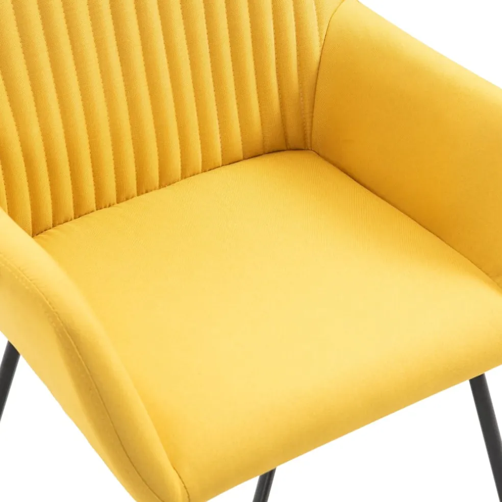 vidaXL Eetkamerstoelen 2 st stof geel