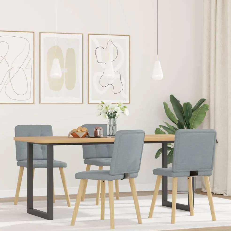 vidaXL Eetkamerstoelen 4 st stof lichtgrijs