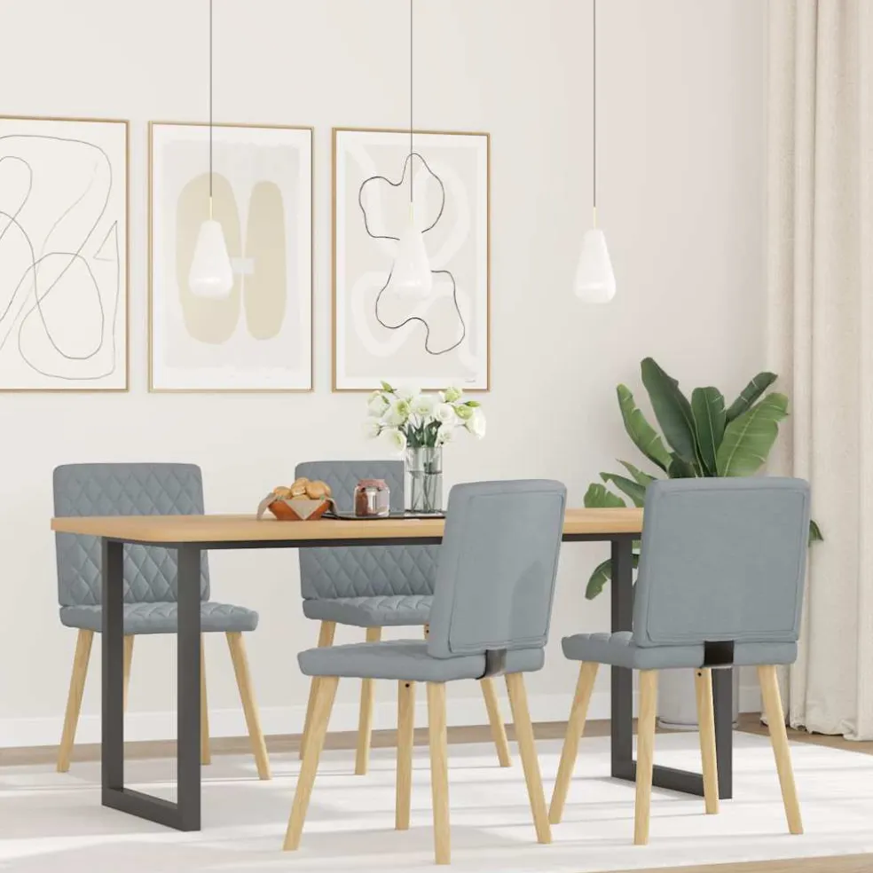 vidaXL Eetkamerstoelen 4 st stof lichtgrijs