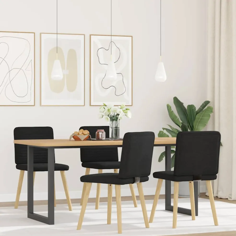 vidaXL Eetkamerstoelen 4 st stof zwart