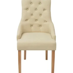 vidaXL Eetkamerstoelen 2 st stof crèmekleurig