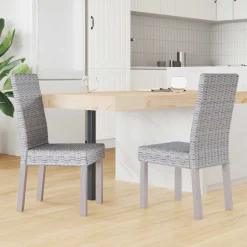 vidaXL Eetkamerstoel GENDT 2 st Kubu Rattan en Massief Mahoniehout