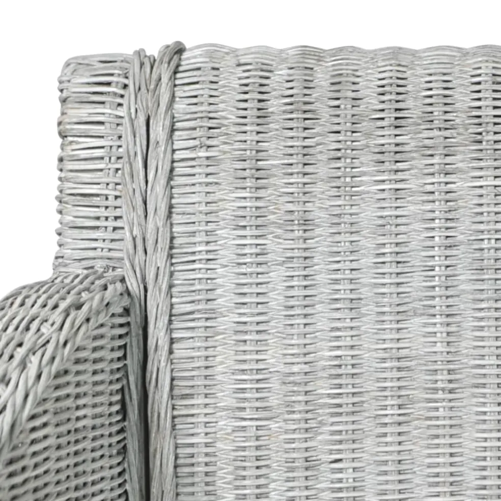 vidaXL Eetkamerstoel met kussen natuurlijk rattan grijs