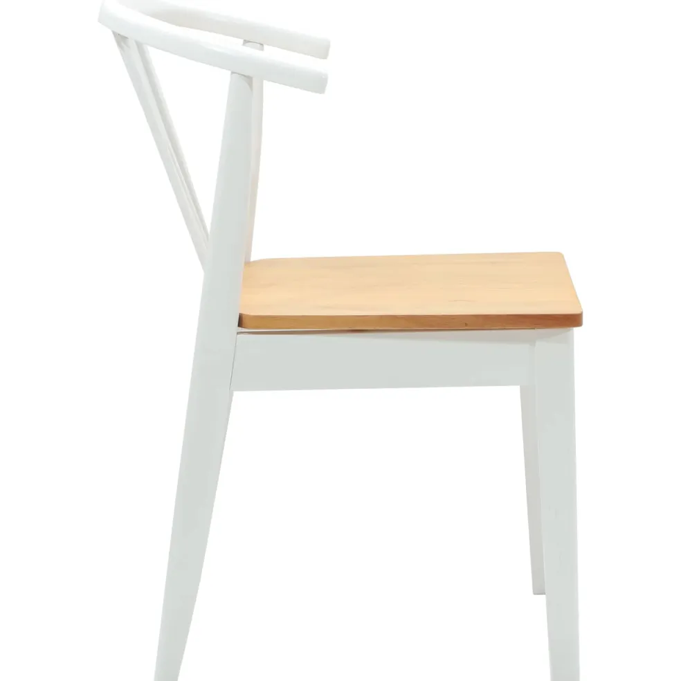 vidaXL Eetkamerstoel 2 st Massief Rubberhout wit en naturel