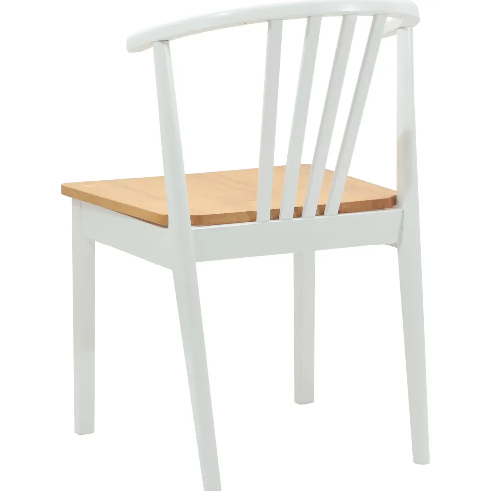 vidaXL Eetkamerstoel 2 st Massief Rubberhout wit en naturel