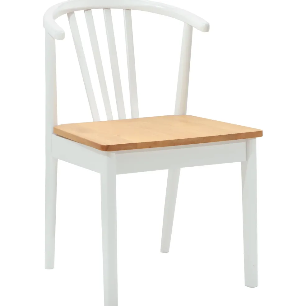 vidaXL Eetkamerstoel 2 st Massief Rubberhout wit en naturel