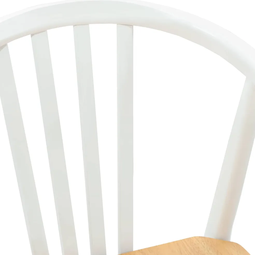 vidaXL Eetkamerstoel 2 st Massief Rubberhout wit en naturel