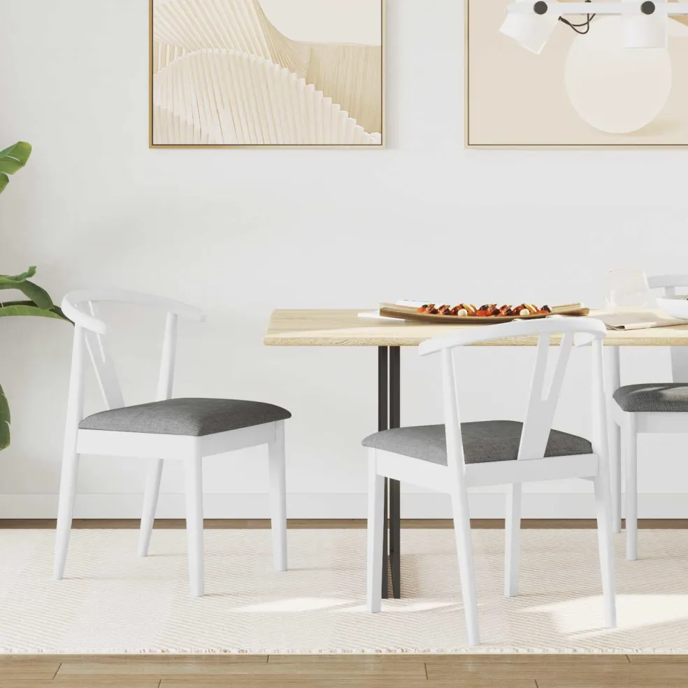 vidaXL Eetkamerstoel 2 st Massief Rubberhout Wit en Grijs