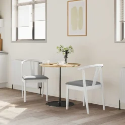 vidaXL Eetkamerstoel 2 st Massief Rubberhout Wit en Grijs