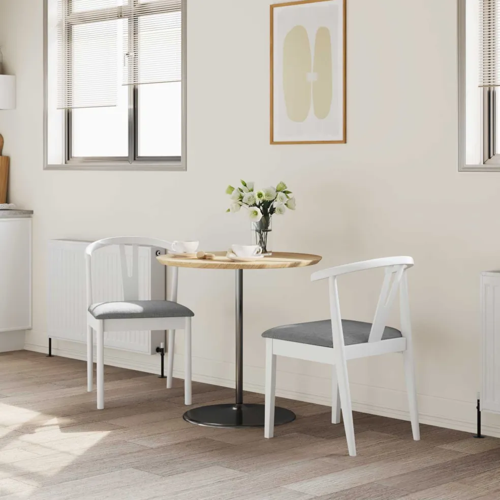 vidaXL Eetkamerstoel 2 st Massief Rubberhout Wit en Grijs