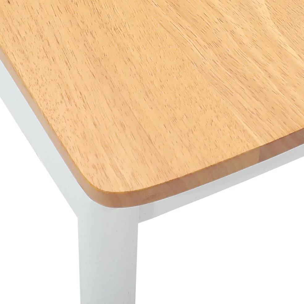 vidaXL Eetkamerstoel 2 st Massief Rubberhout Wit en Natuurlijk